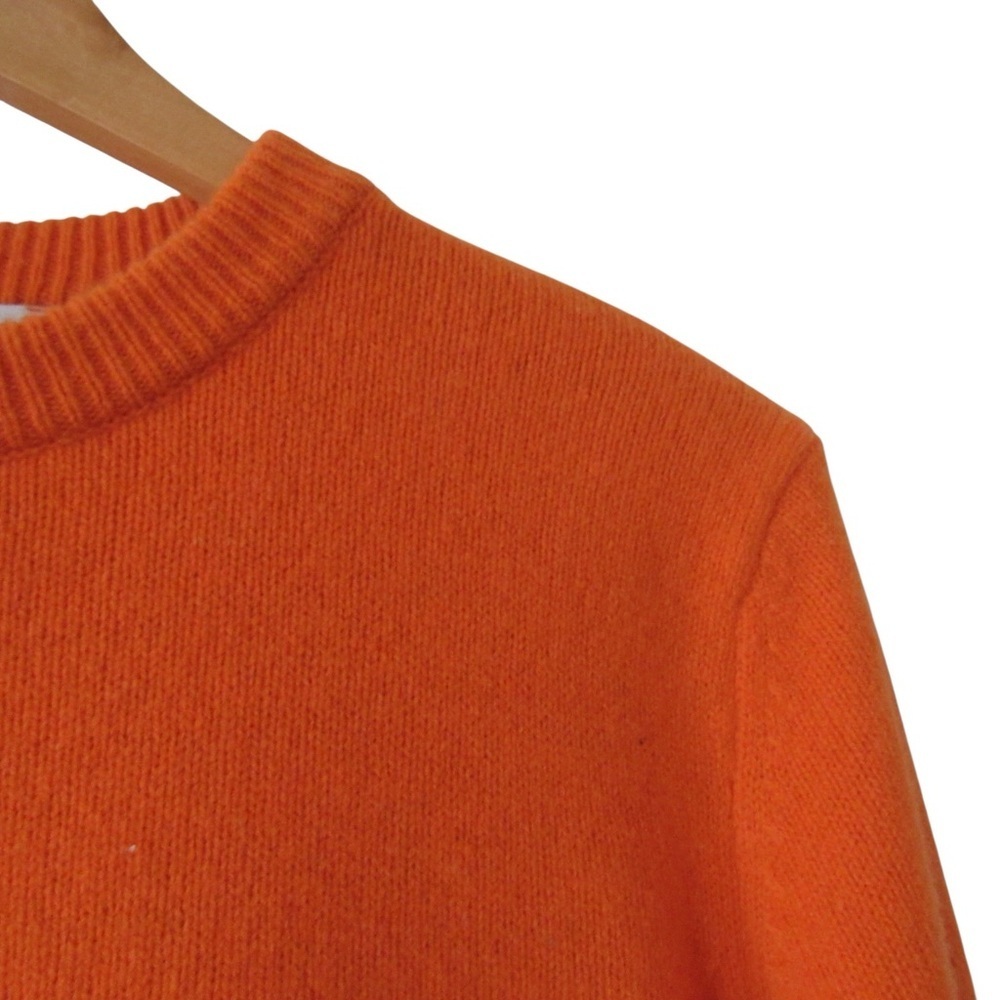 Zara Orange Cashmere Wool Sweater Small Crewneck Classic Colorful Preppy Knit - Picture 4 of 8
